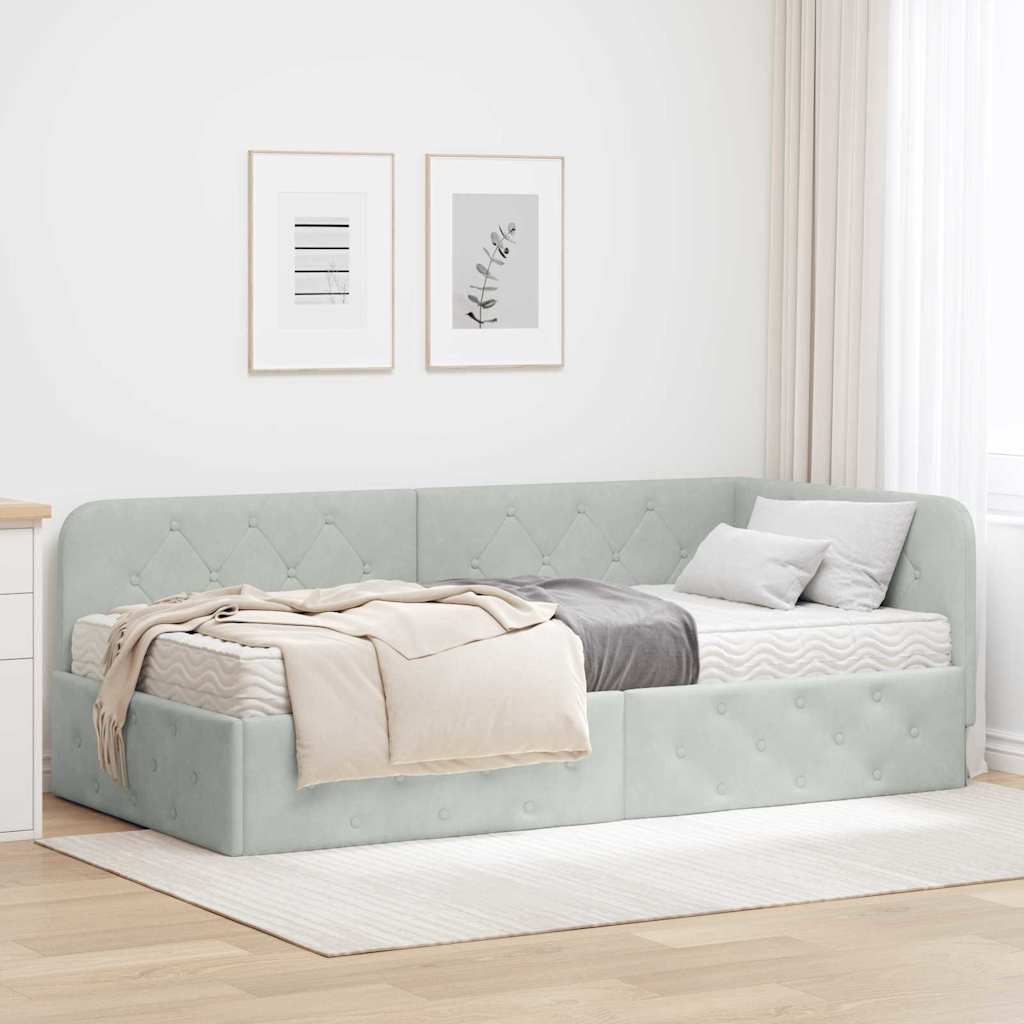 vidaXL Estructura de cama en esquina Gris Claro 100 x 200 cm