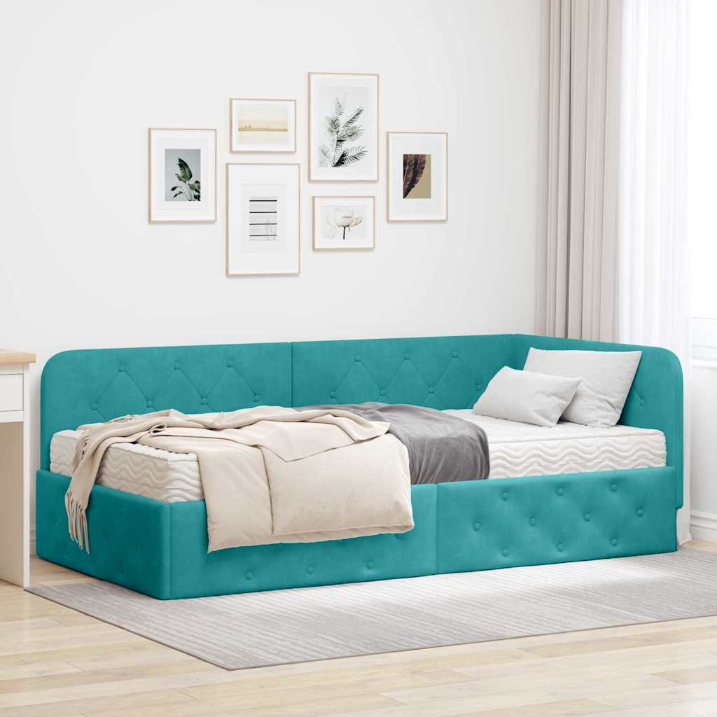 vidaXL Estructura de cama en esquina Tuquesa 100 x 200 cm Terciopelo