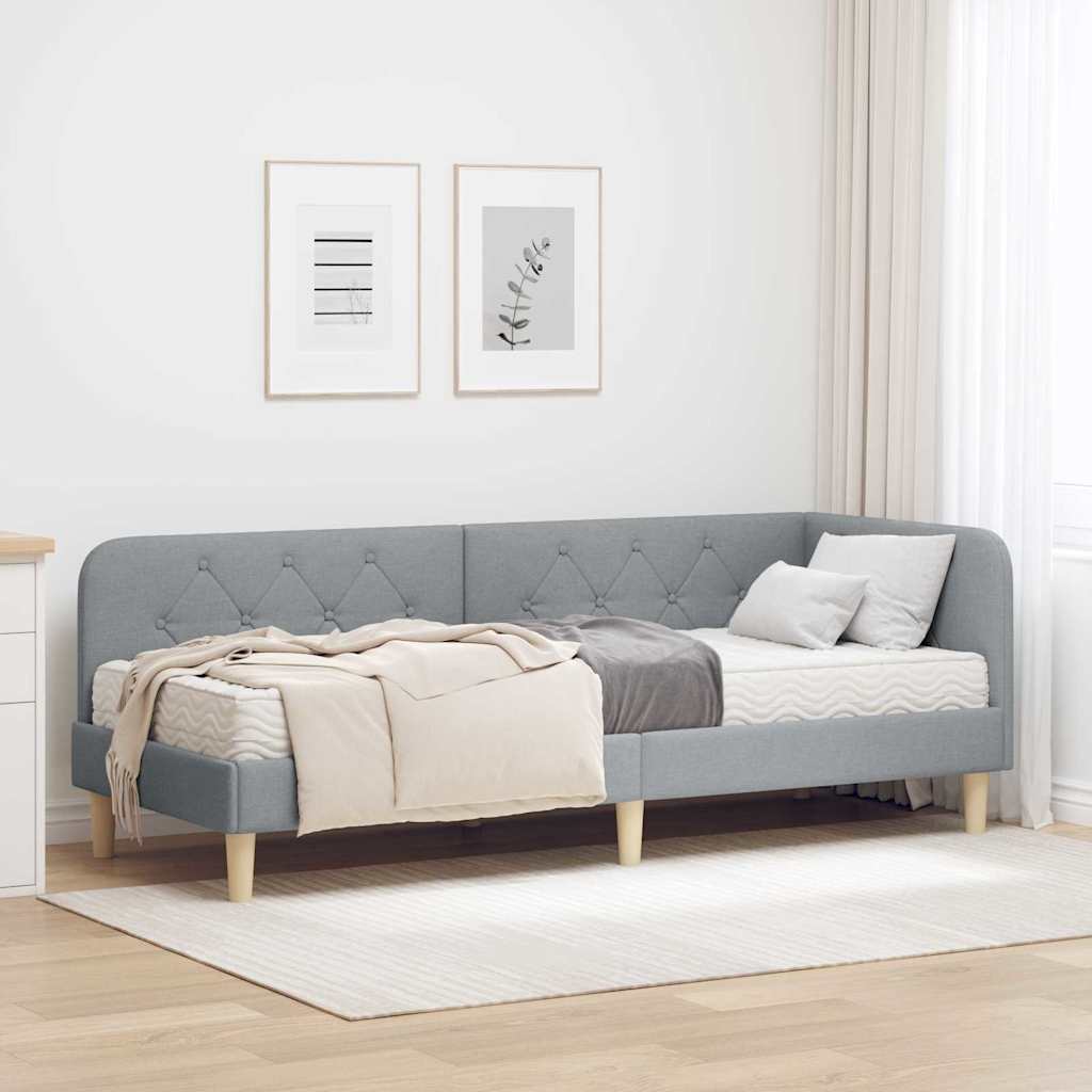 vidaXL Estructura de cama en esquina Gris Claro 80 x 200 cm tela
