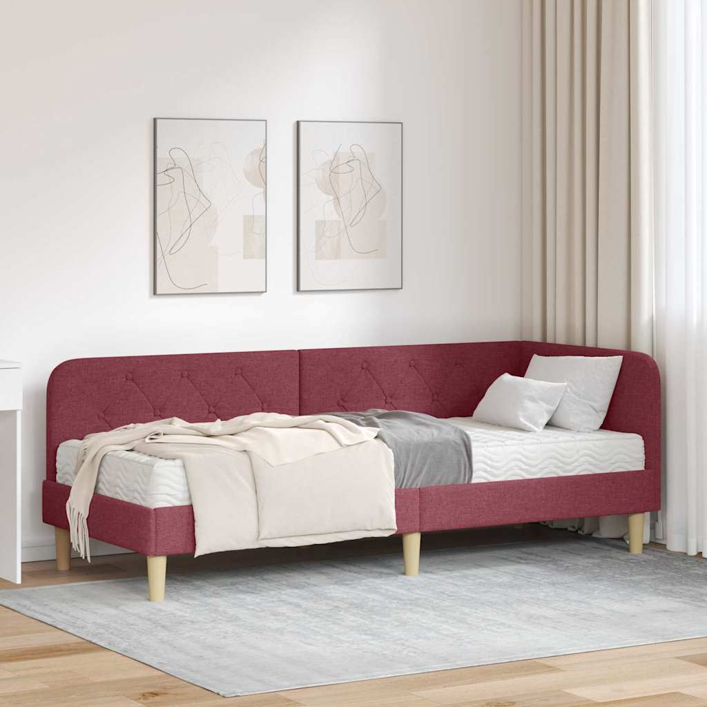 vidaXL Estructura de cama en esquina Rojo vino 80 x 200 cm tela
