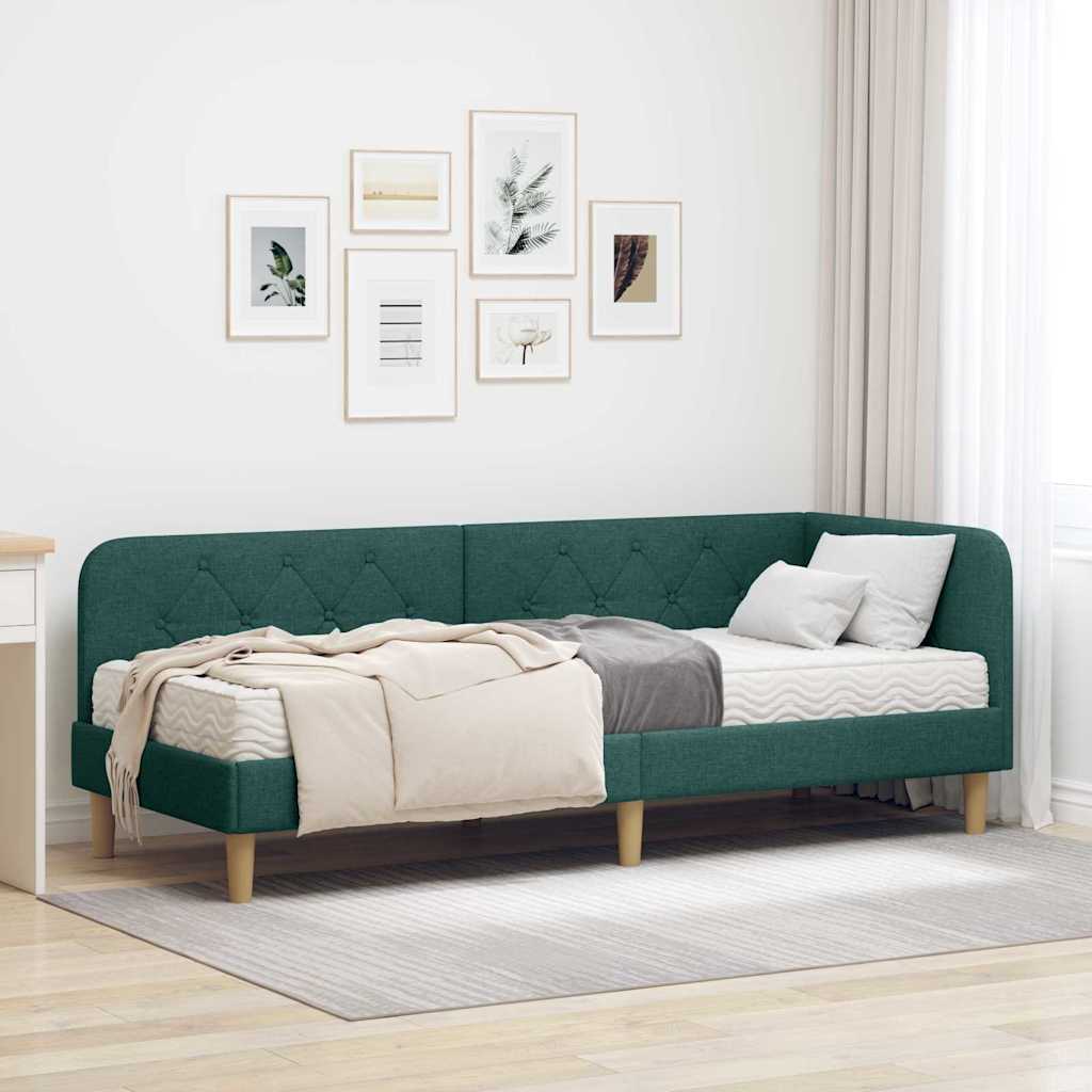 vidaXL Estructura de cama en esquina Verde oscuro 80 x 200 cm tela