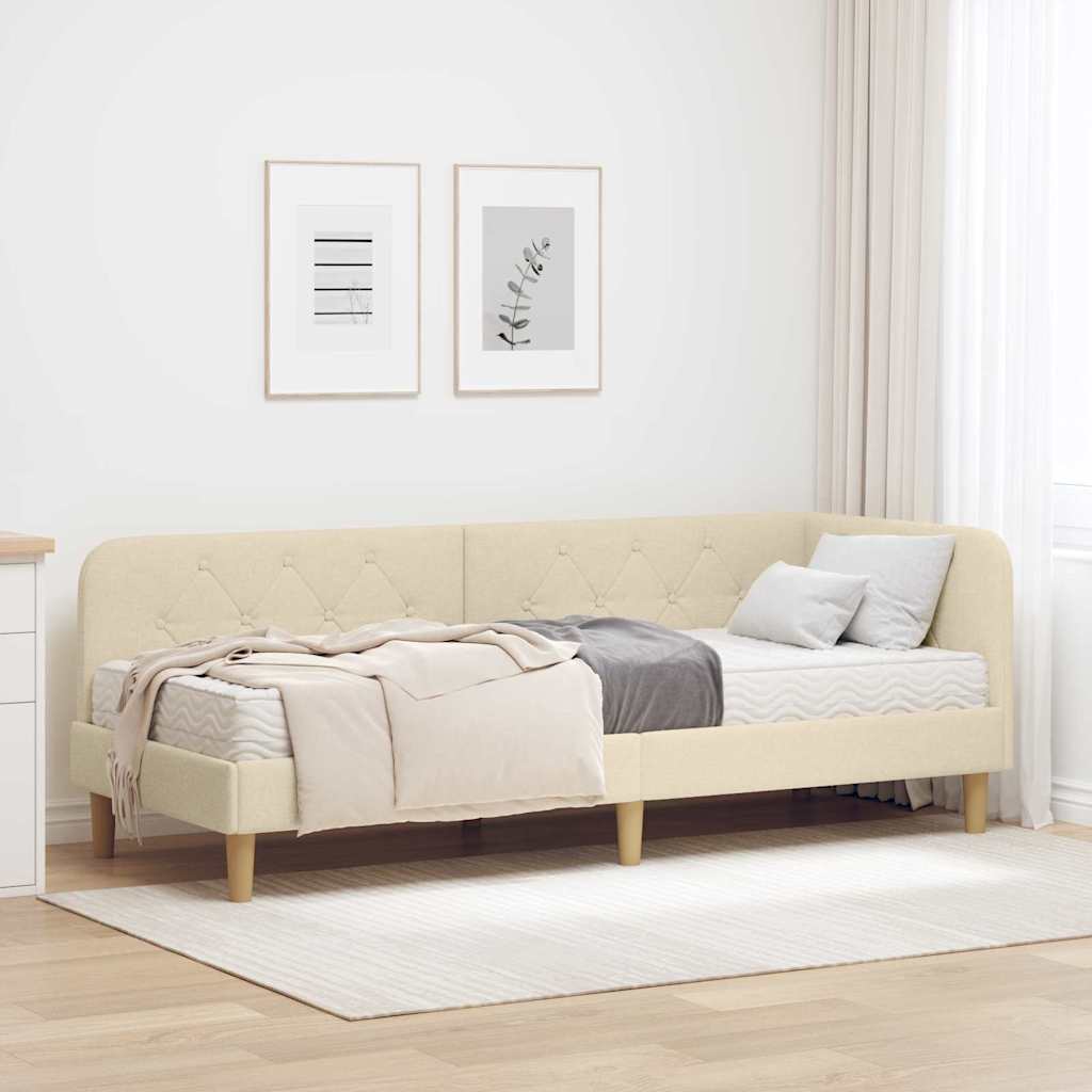 vidaXL Estructura de cama en esquina Crema 80 x 200 cm tela
