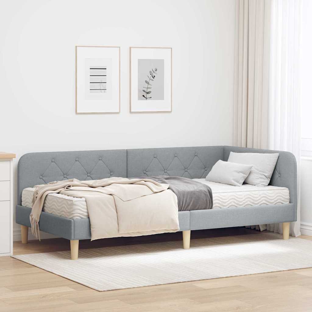 vidaXL Estructura de cama en esquina Gris Claro 100 x 200 cm tela