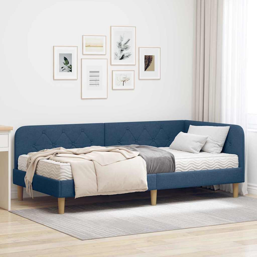 vidaXL Estructura de cama en esquina Azul 100 x 200 cm tela