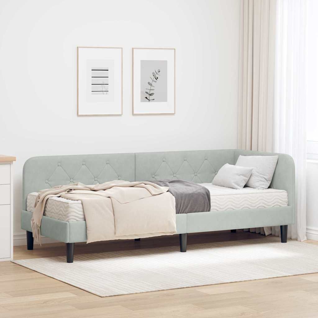 vidaXL Estructura de cama en esquina Gris Claro 80 x 200 cm Terciopelo