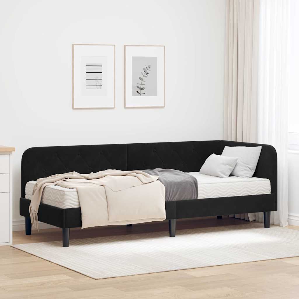 vidaXL Estructura de cama en esquina Negro 80 x 200 cm Terciopelo