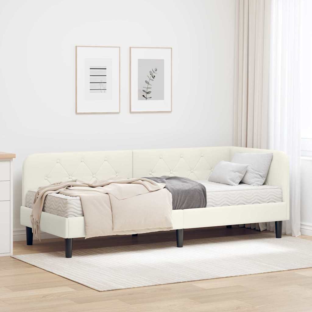 vidaXL Estructura de cama en esquina Crema 80 x 200 cm Terciopelo