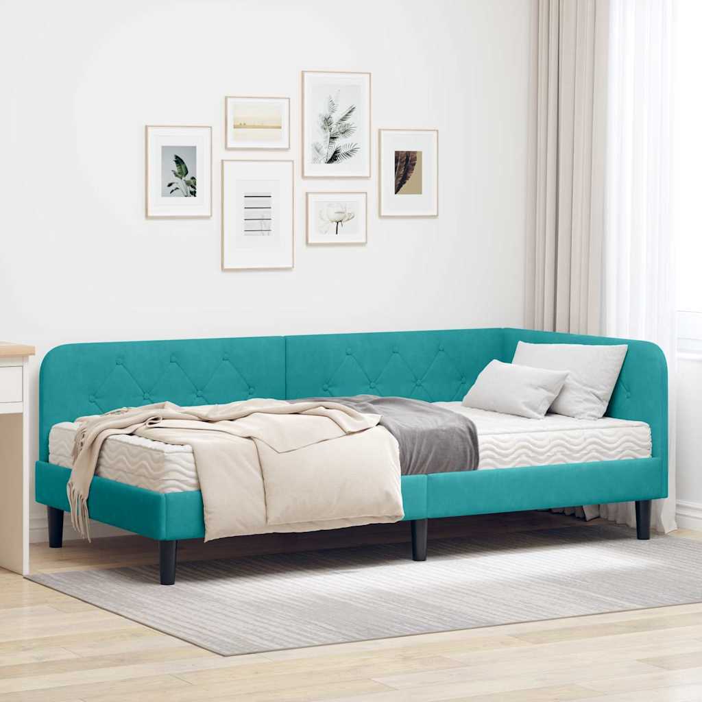 vidaXL Estructura de cama en esquina Tuquesa 90 x 190 cm Terciopelo