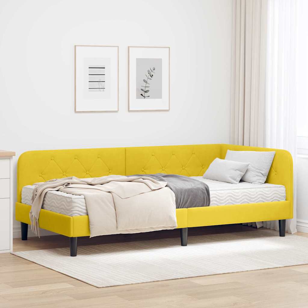 vidaXL Estructura de cama en esquina Amarillo 90 x 200 cm Terciopelo