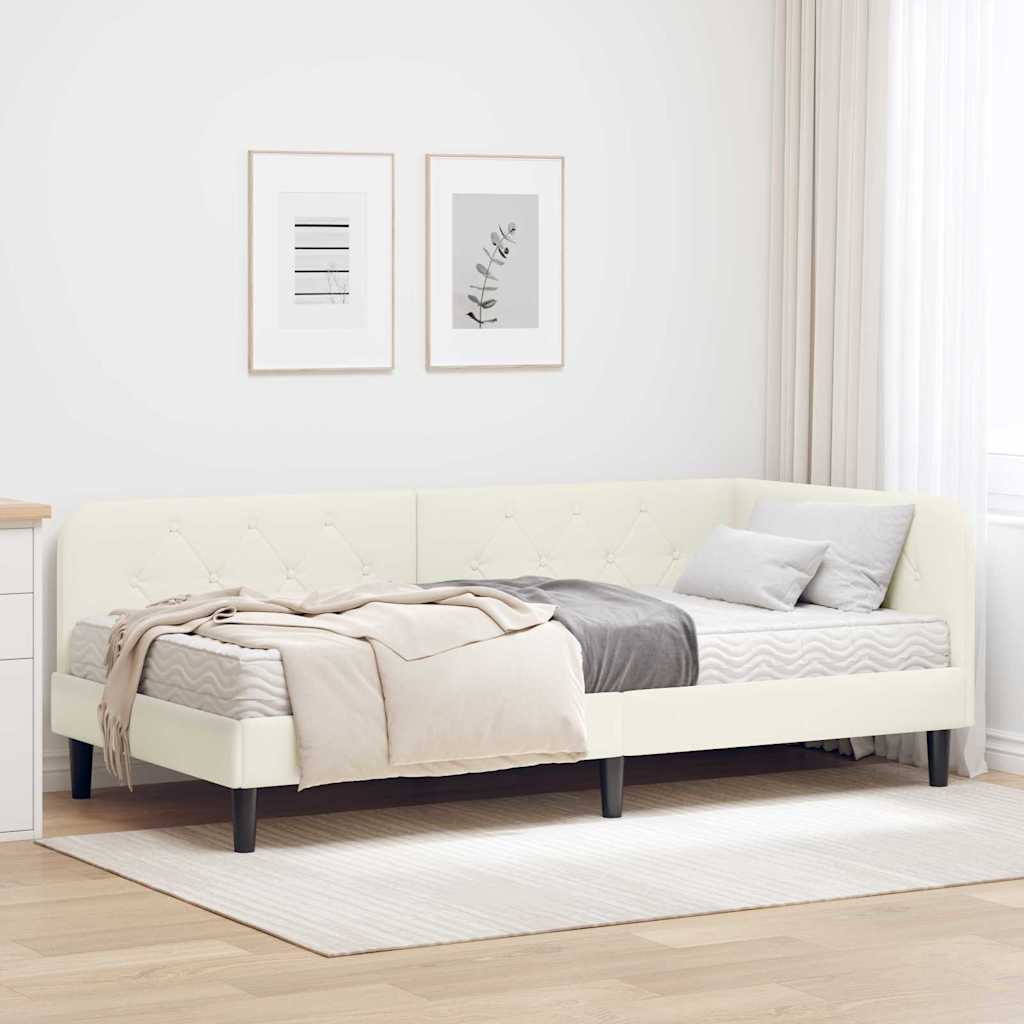 vidaXL Estructura de cama en esquina Crema 100 x 200 cm Terciopelo
