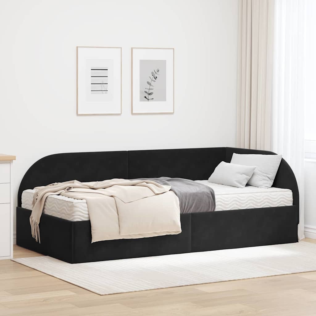 vidaXL Estructura de Cama Esquina con Colchón 2 uds. Negro Terciopelo