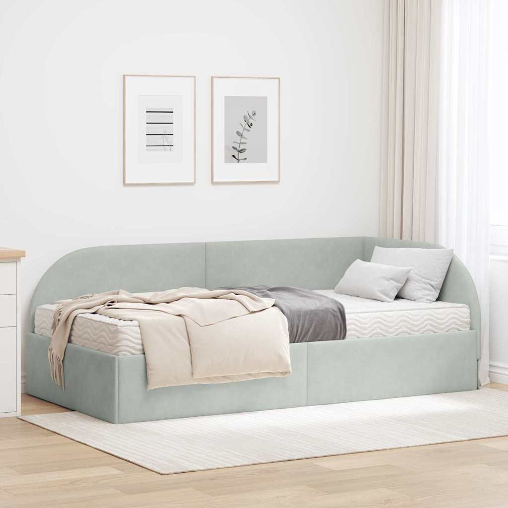 vidaXL Estructura de Cama Esquina con Colchón Manual 2 uds. Gris claro