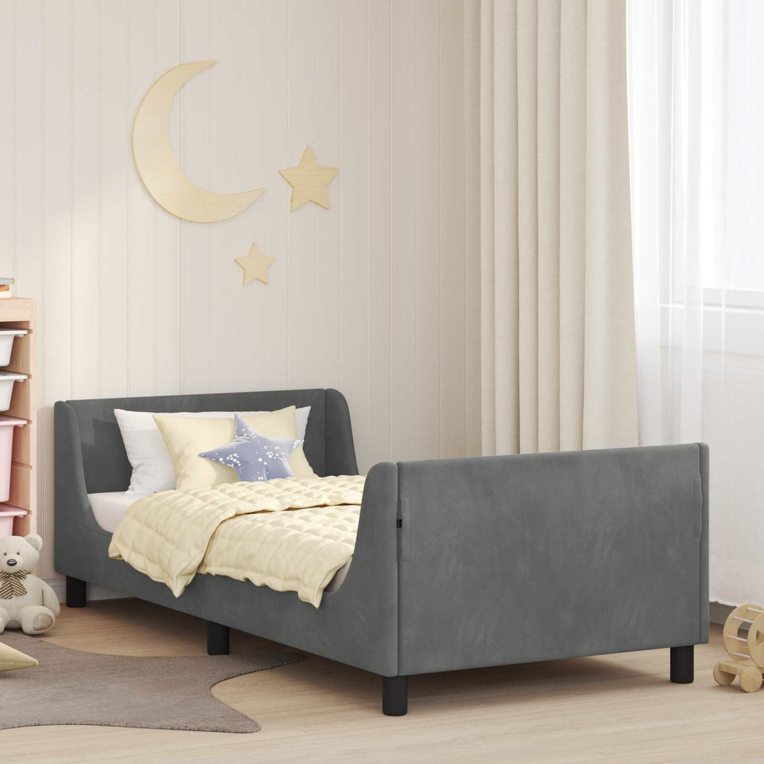 vidaXL Cama para niños con cabecero Gris oscuro 80 x 200 cm Terciopelo