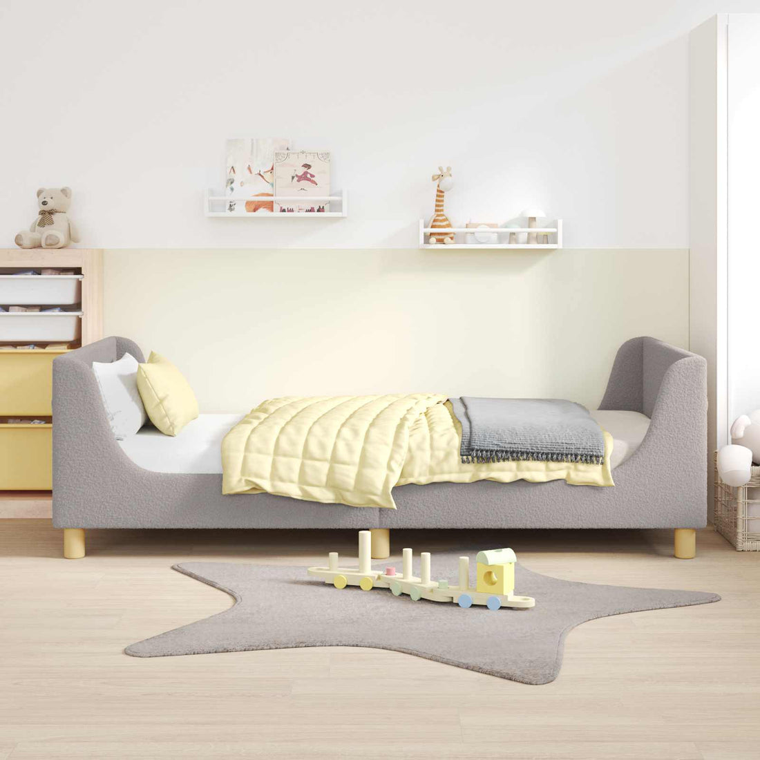 vidaXL Cama para niños con cabecero Gris Claro 90 x 190 cm Bouclé
