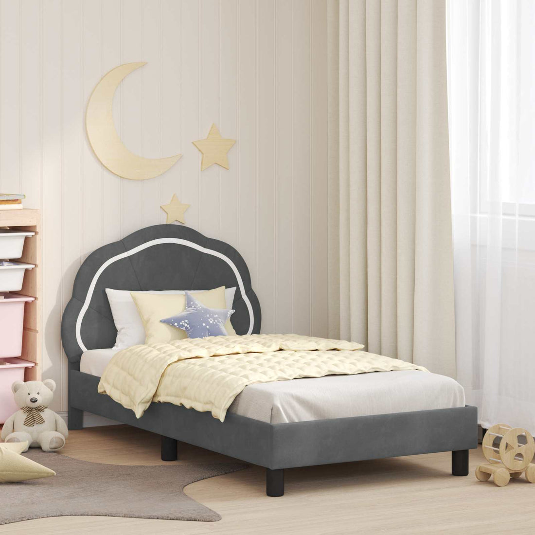 vidaXL Cama para niños con cabecero Gris oscuro 80 x 160 cm Terciopelo