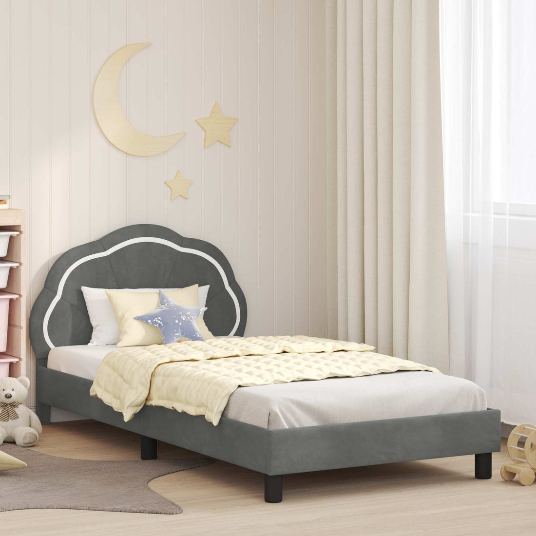 vidaXL Cama para niños con cabecero Gris oscuro 80 x 200 cm Terciopelo