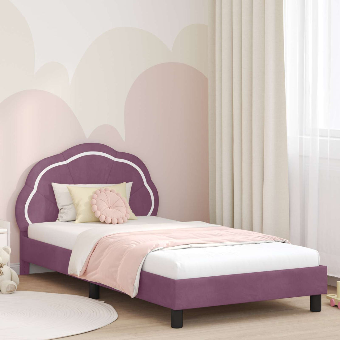 vidaXL Cama para niños con cabecero Morado 80 x 200 cm Terciopelo