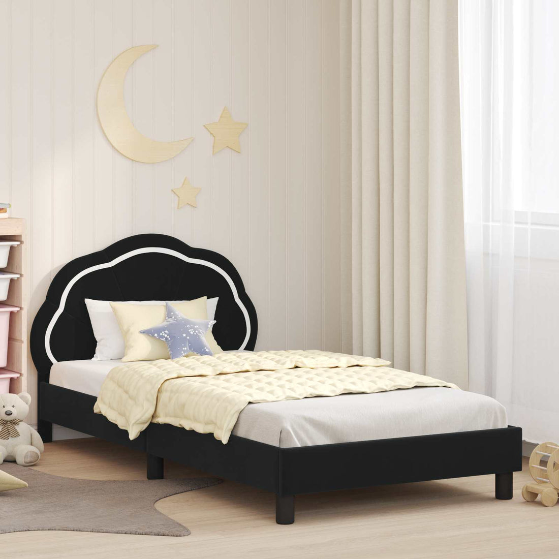 vidaXL Cama para niños con cabecero Negro 90 x 200 cm Terciopelo