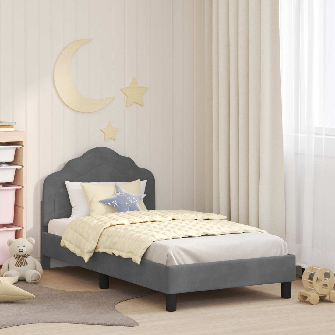 vidaXL Cama para niños con cabecero Gris oscuro 80 x 160 cm Terciopelo