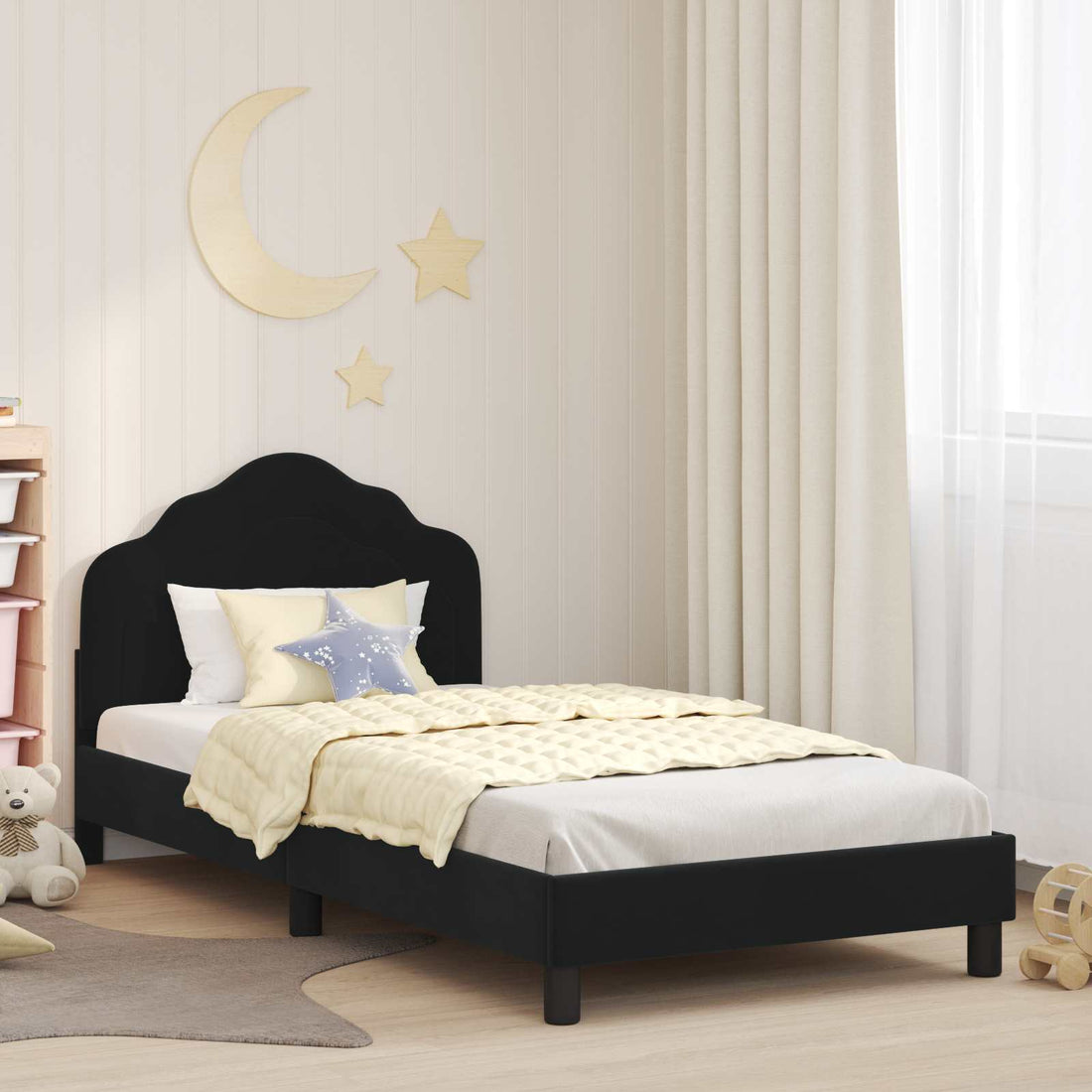 vidaXL Cama para niños con cabecero Negro 80 x 200 cm Terciopelo