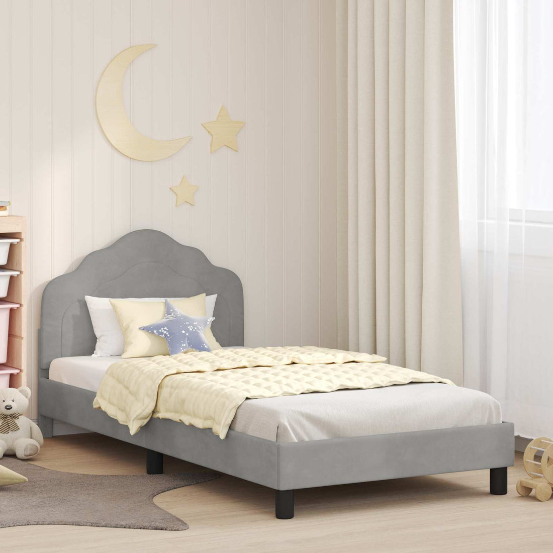 vidaXL Cama para niños con cabecero Gris Claro 90 x 190 cm Terciopelo