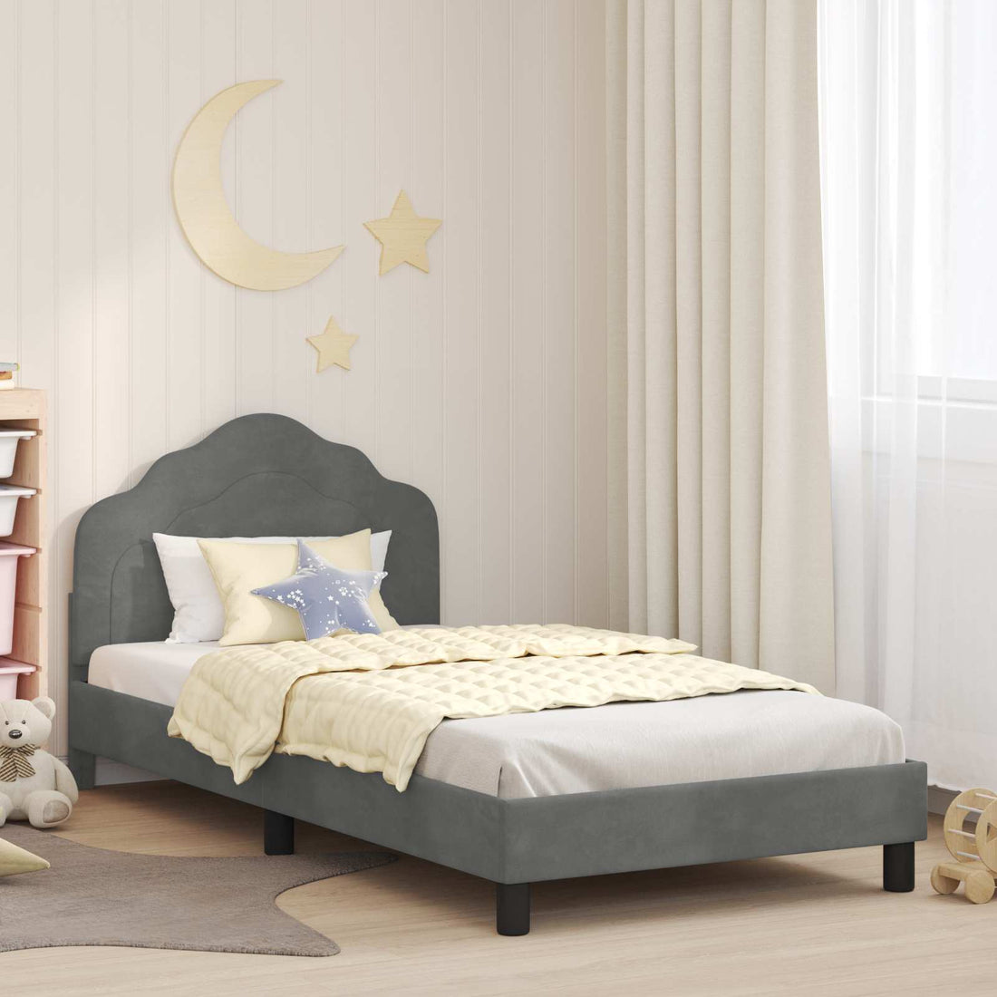 vidaXL Cama para niños con cabecero Gris oscuro 90 x 200 cm Terciopelo