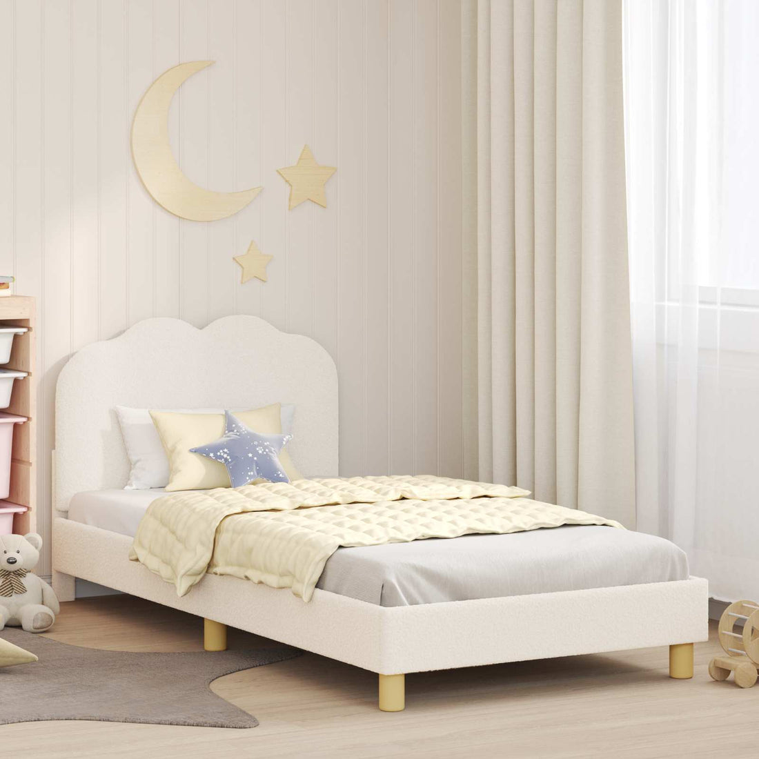 vidaXL Cama para niños con cabecero Crema 80 x 200 cm Bouclé