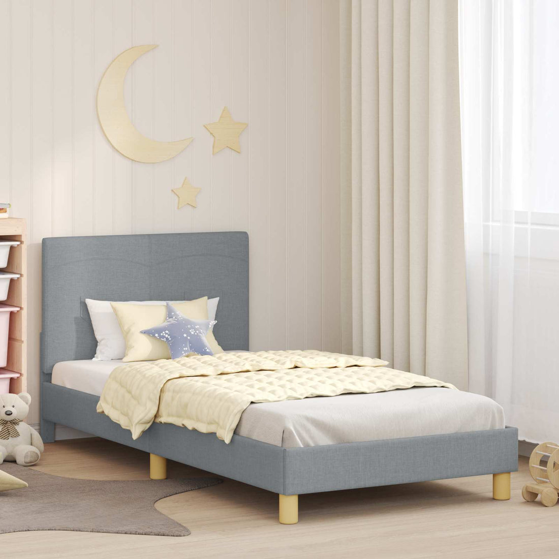 vidaXL Cama para niños con cabecero Gris Claro 80 x 200 cm tela