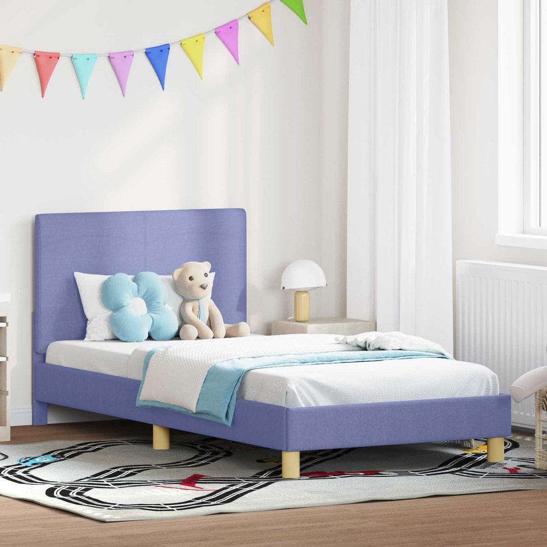 vidaXL Cama para niños con cabecero Azul jeans 80 x 200 cm tela