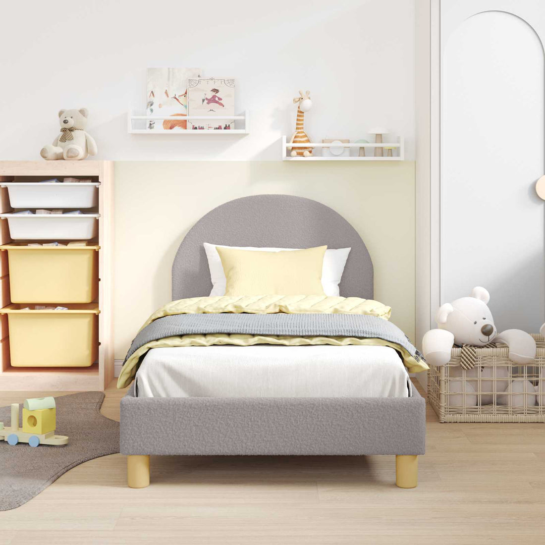 vidaXL Cama para niños con cabecero Gris Claro 80x160 cm Bouclé