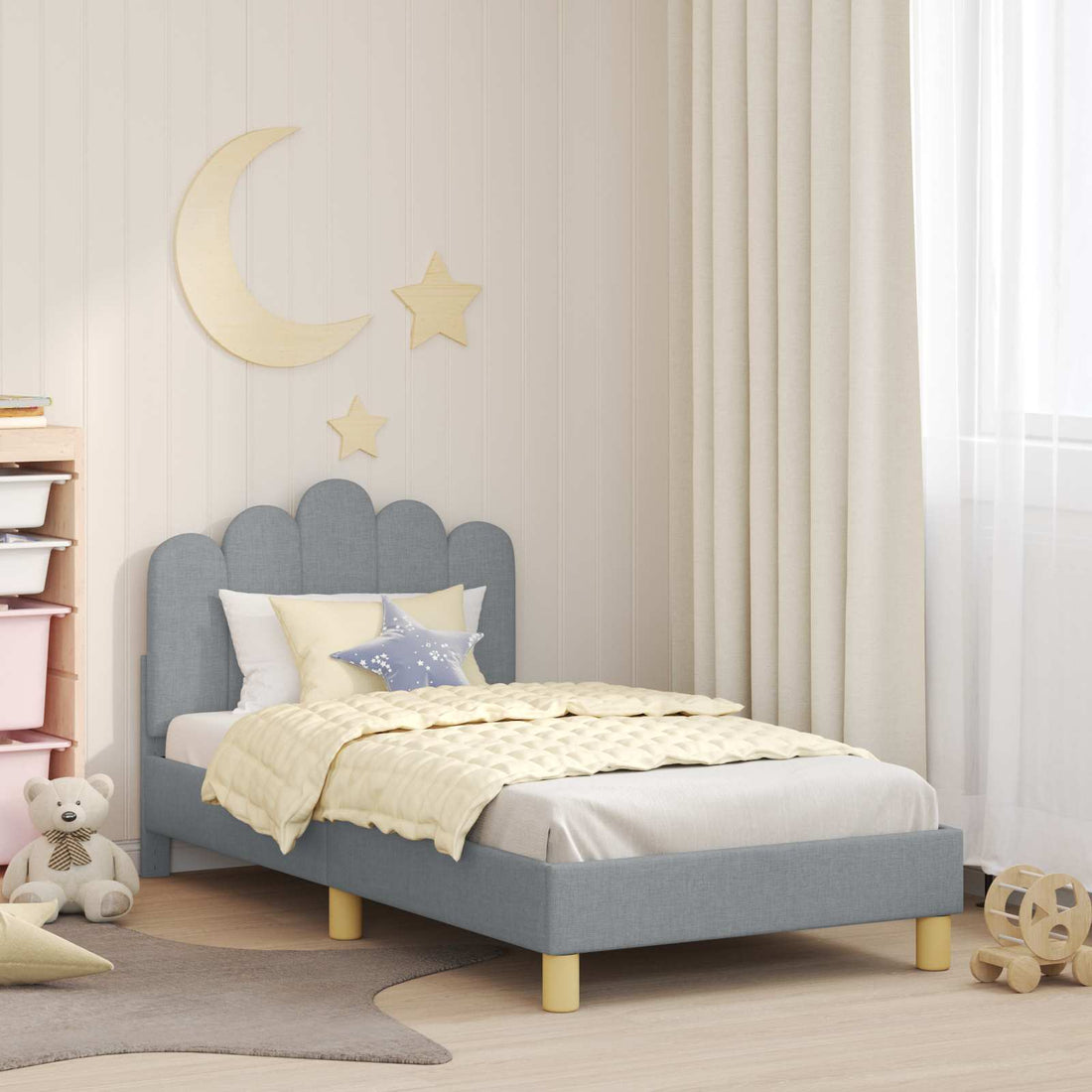 vidaXL Cama para niños con cabecero Gris Claro 80 x 160 cm Tela