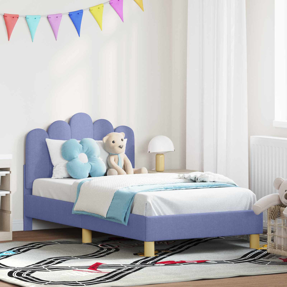 vidaXL Cama para niños con cabecero Azul jeans 80 x 160 cm Tela
