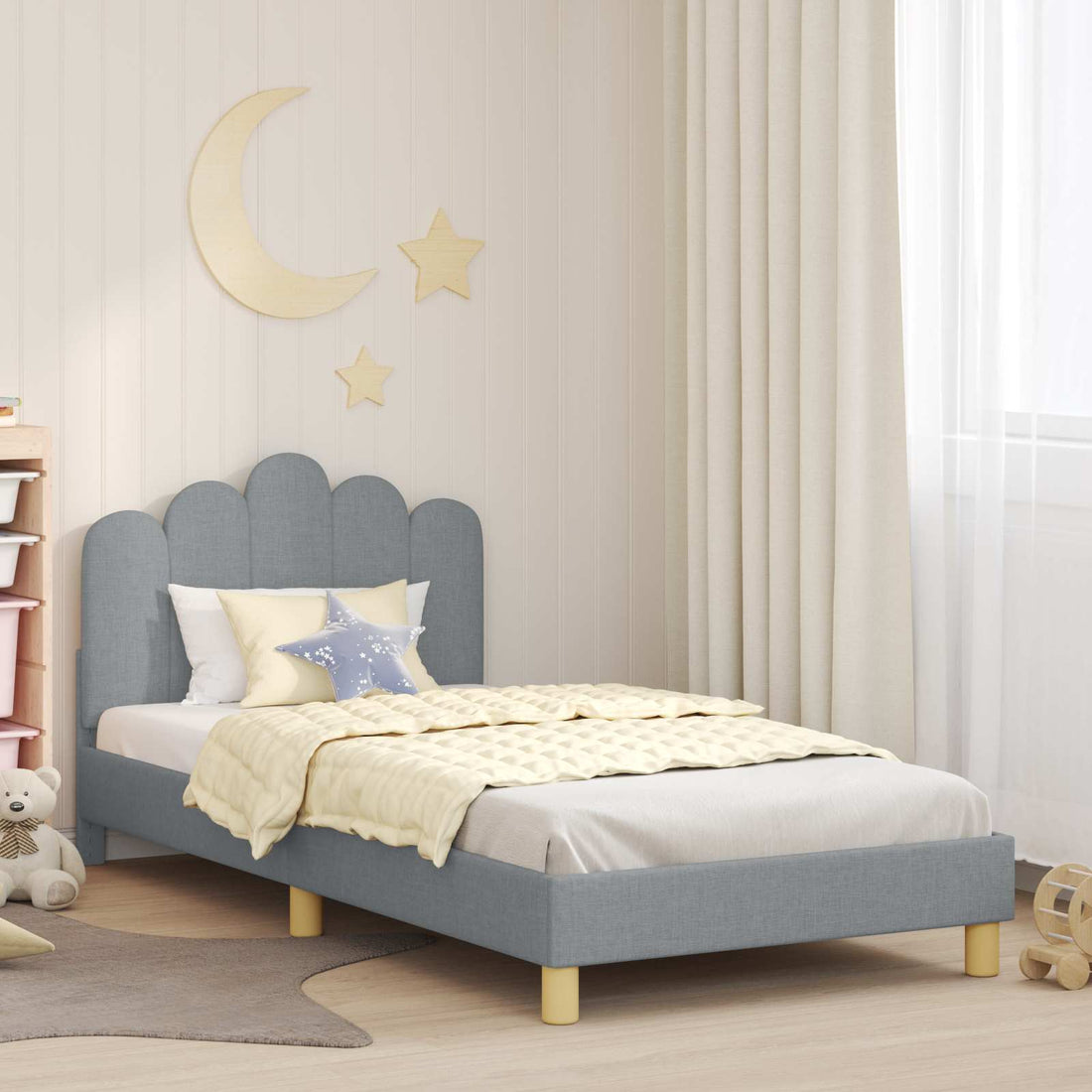 vidaXL Cama para niños con cabecero Gris Claro 90 x 190 cm Tela