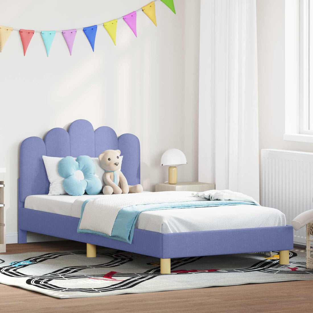 vidaXL Cama para niños con cabecero Azul jeans 90 x 190 cm Tela