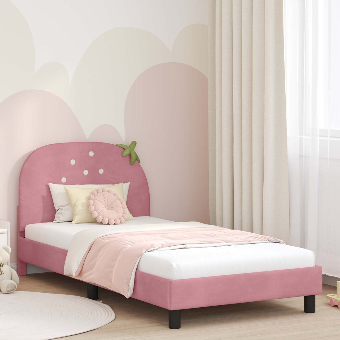vidaXL Cama para niños con cabecero Rosa 80 x 200 cm Terciopelo