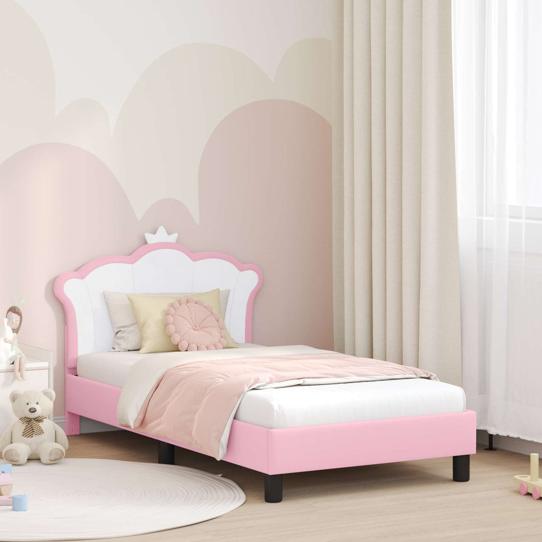 vidaXL Cama para niños con cabecero Rosa 80 x 160 cm PU