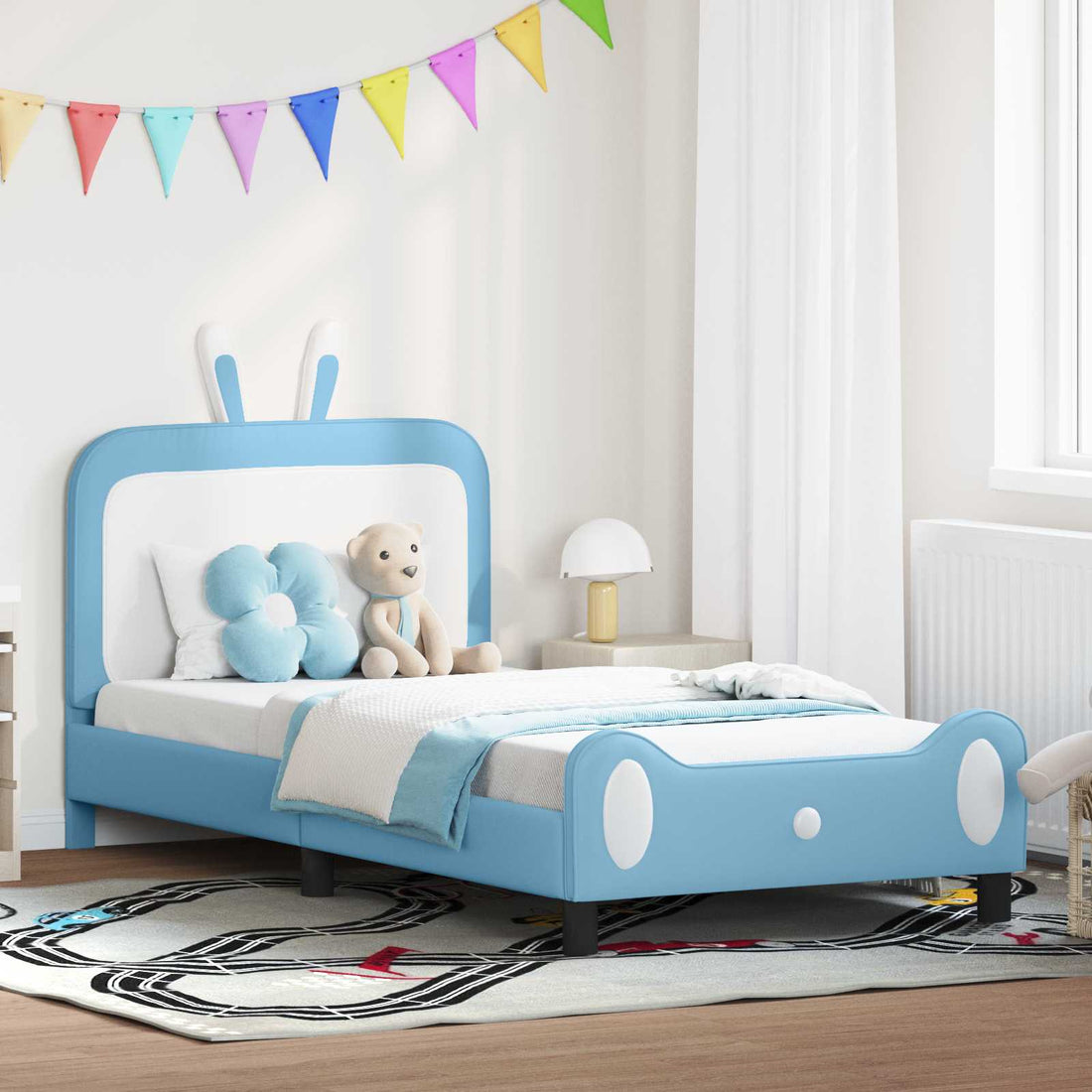 vidaXL Cama para niños con cabecero Azul 80 x 200 cm PU