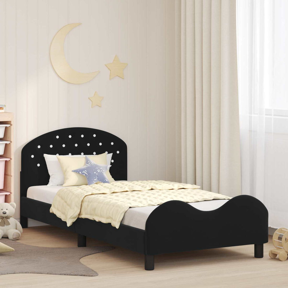 vidaXL Cama para niños con cabecero Negro 80 x 200 cm Terciopelo