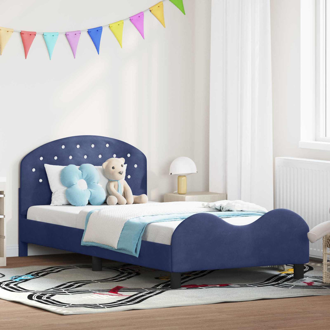 vidaXL Cama para niños con cabecero Azul Policía 90 x 190 cm