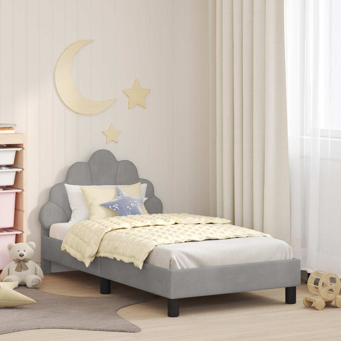 vidaXL Cama para niños con cabecero Gris Claro 80 x 160 cm Terciopelo