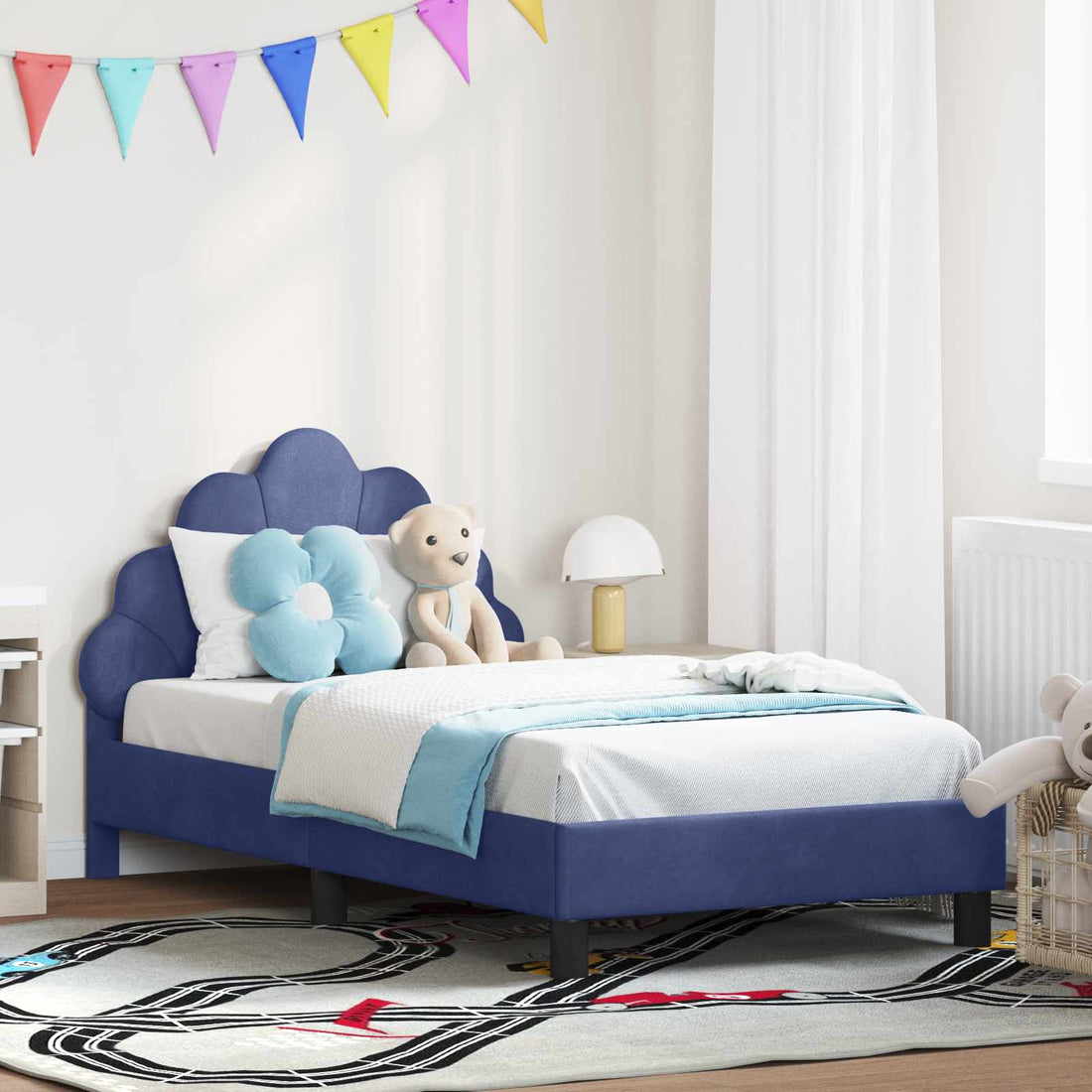 vidaXL Cama para niños con cabecero Azul Policía 80 x 160 cm