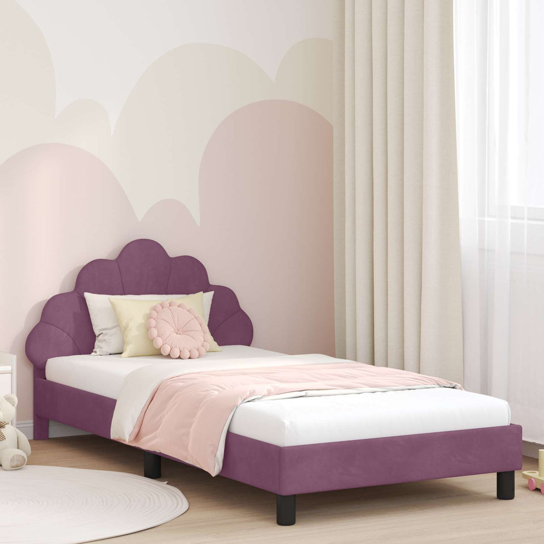 vidaXL Cama para niños con cabecero Morado 80 x 200 cm Terciopelo