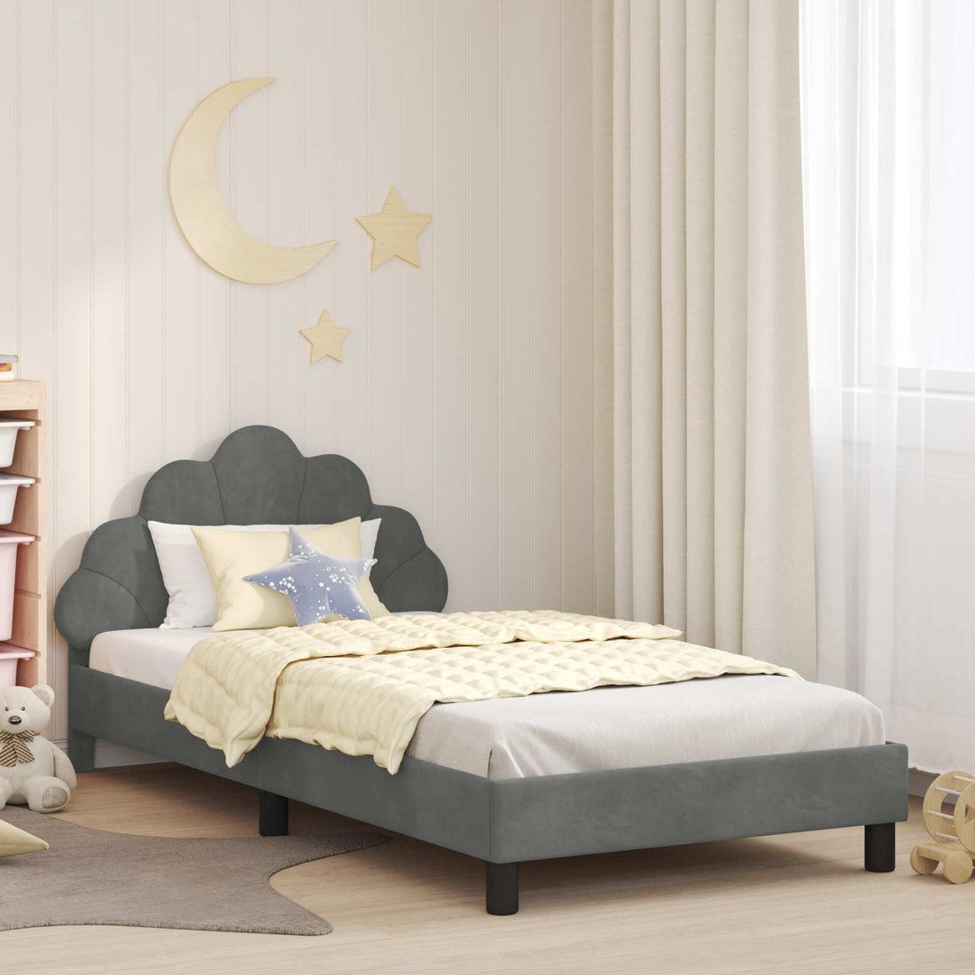 vidaXL Cama para niños con cabecero Gris oscuro 90 x 200 cm Terciopelo