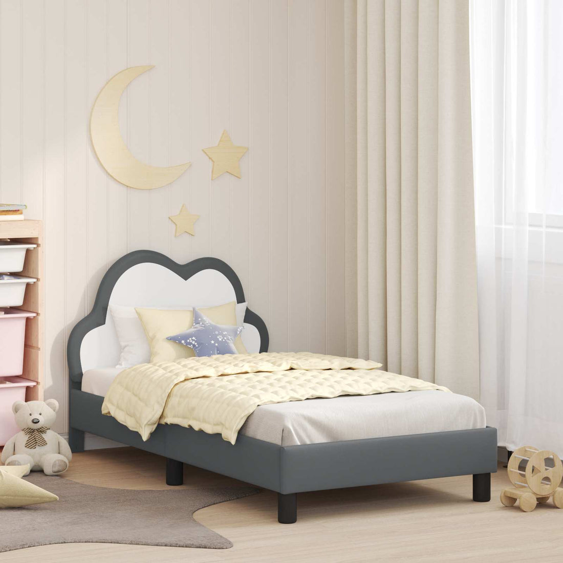 vidaXL Cama para niños con cabecero Gris Claro 80 x 160 cm PU