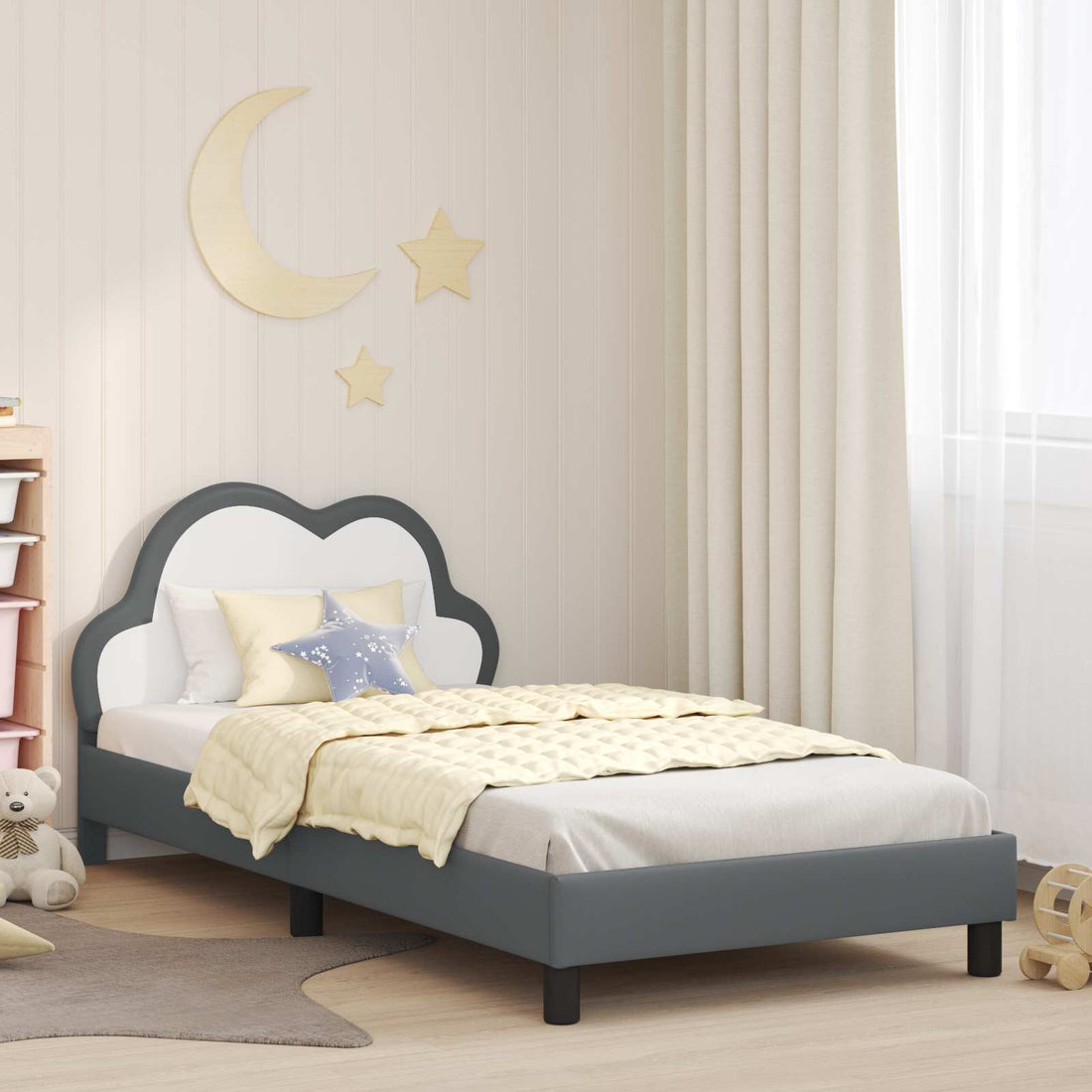 vidaXL Cama para niños con cabecero Gris Claro 90 x 190 cm PU
