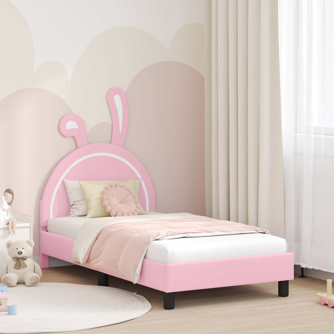vidaXL Cama para niños con cabecero Rosa 80 x 160 cm PU