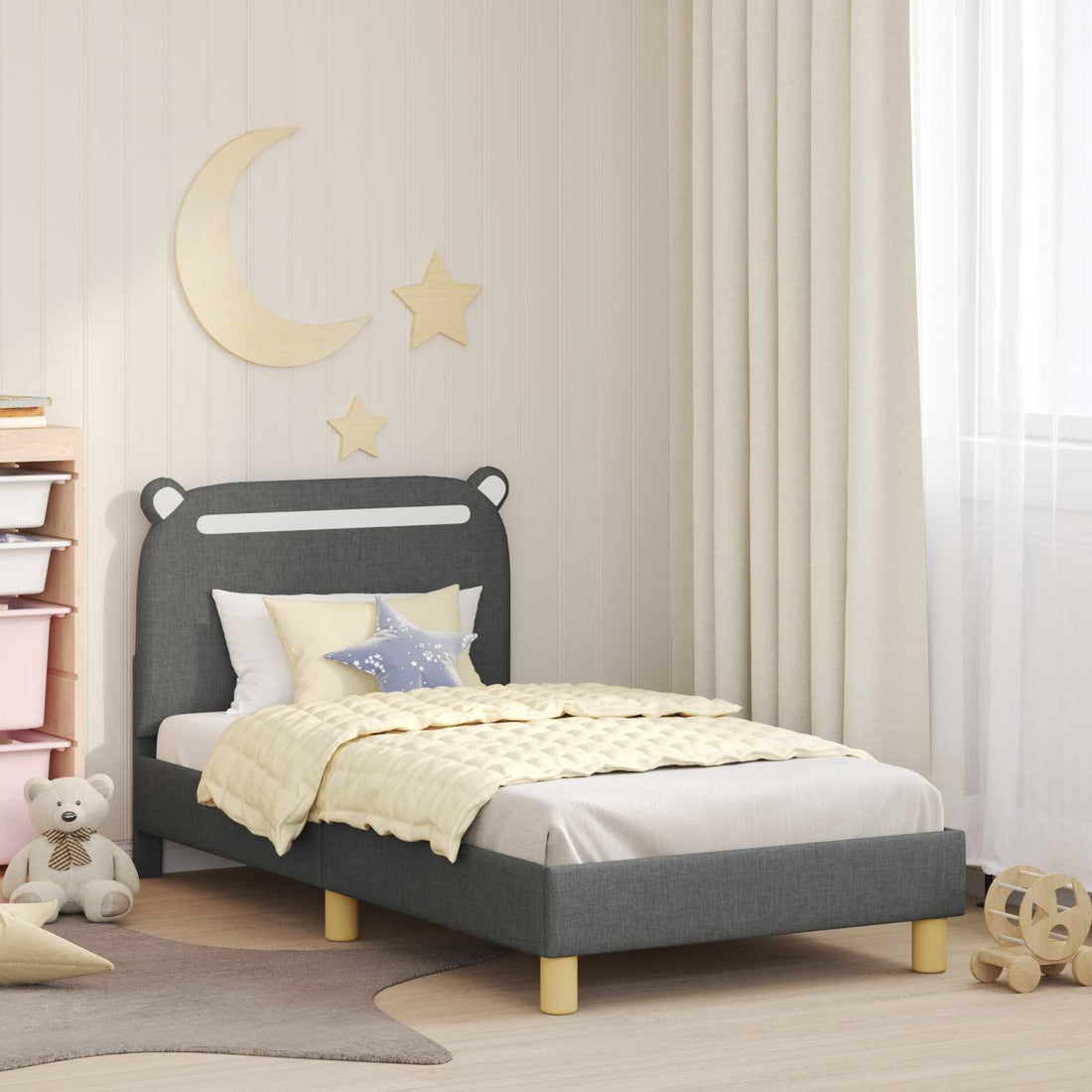 vidaXL Cama para niños con cabecero Gris oscuro 80 x 160 cm Tela