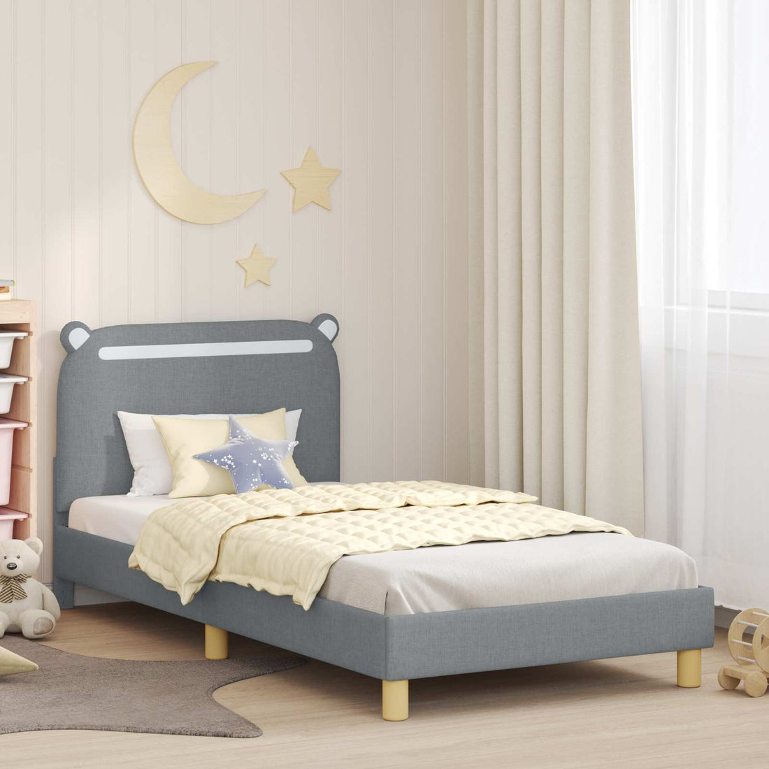 vidaXL Cama para niños con cabecero Gris Claro 80 x 200 cm Tela