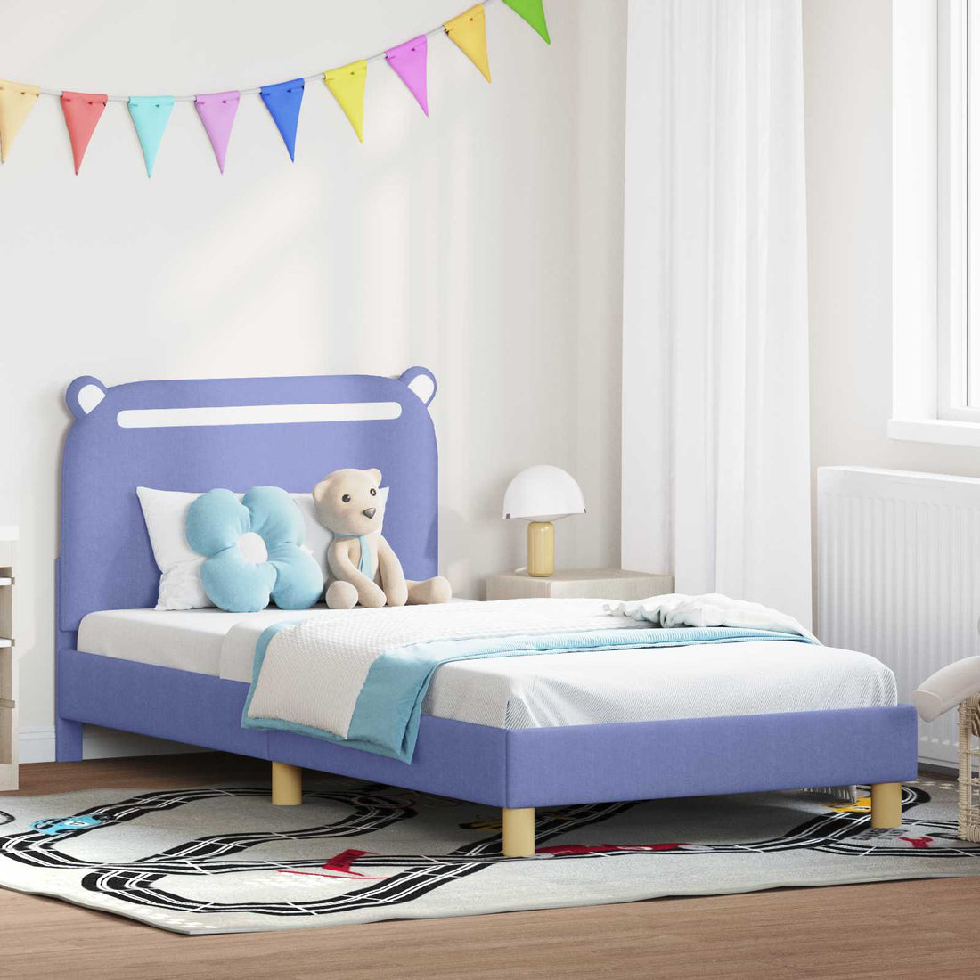 vidaXL Cama para niños con cabecero Azul jeans 80 x 200 cm Tela