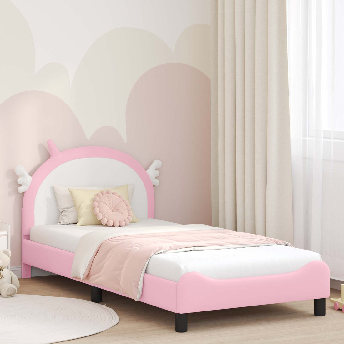 vidaXL Cama para niños con cabecero Rosa 80 x 200 cm PU